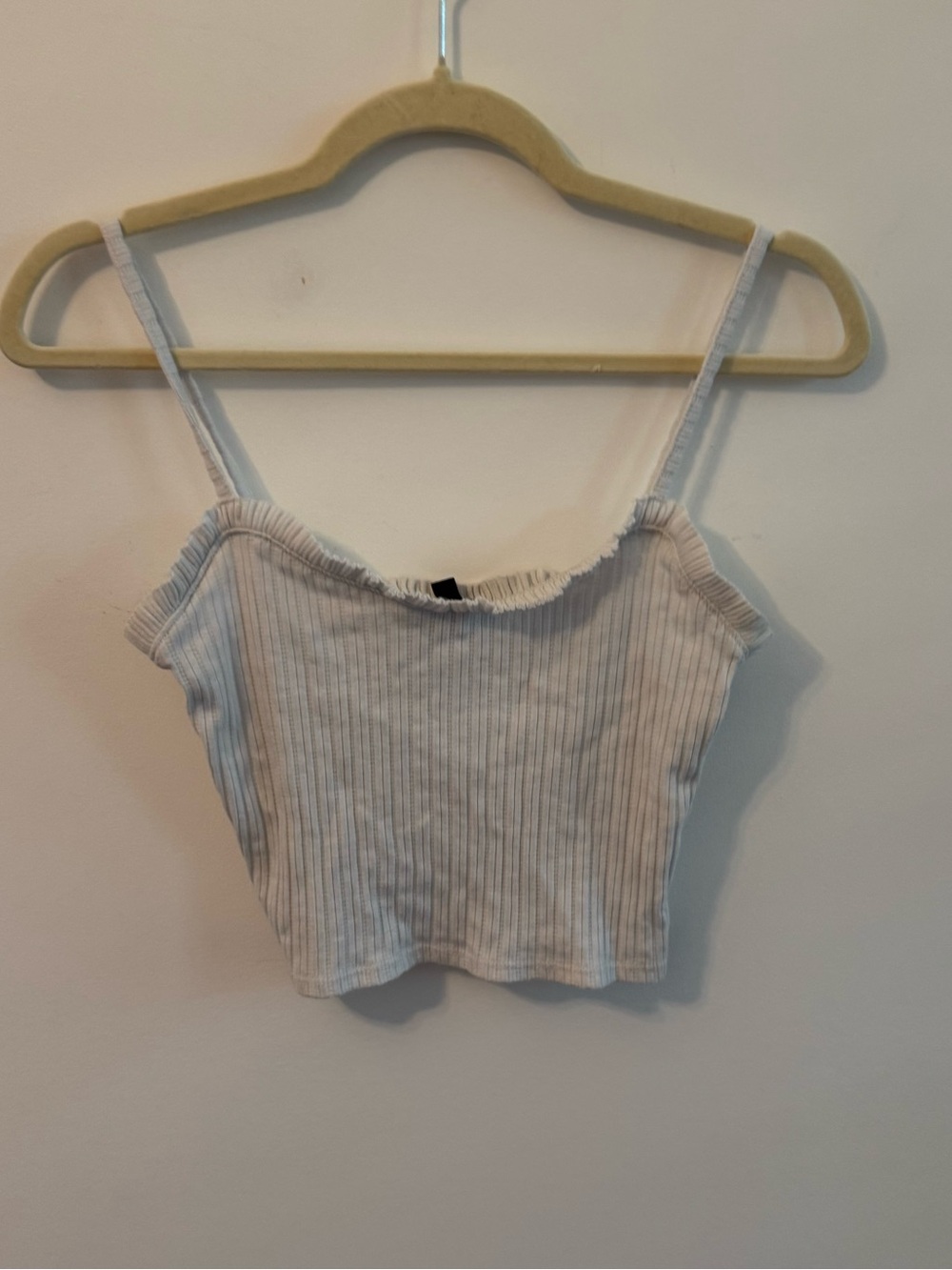 Ribbed Cropped White Cami Top